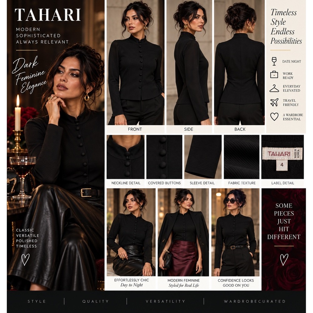 Tahari Black Sheer High Neck Blouse Dark Feminine Gothic Romantic Silk Top 4